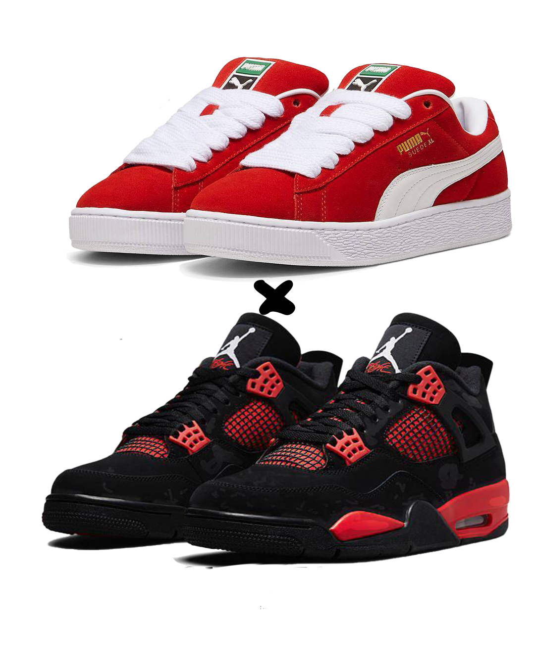 PUMA Suede XL  X.  Air Jordan 4 Retro 'Red Thunder'